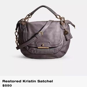 Coach Kristin Elevated Leather Hobo Mushroom Taupe #18280